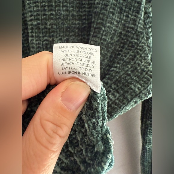 Gypsies & Moondust Green Velvet Waffle Knit Cropped Sweater Womens SZ S Casual - Picture 5 of 8